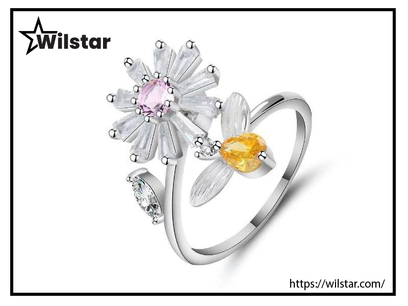 Best anxiety ring, best spinning anxiety ring, double layer anxiety ring, Anti-Anxiety Rotating Flower Ring
