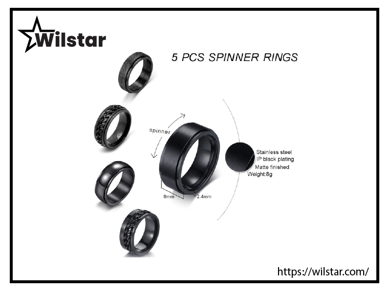 WAINIS 5 Pcs Stainless Steel Spinner Fidget Rings-Best 5 pieces spinner ring se