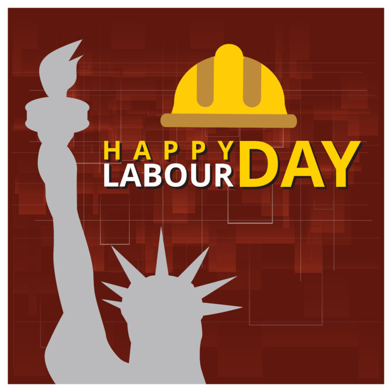 Typography Happy Labor Day, September 4th, Statue of Liberty, Un