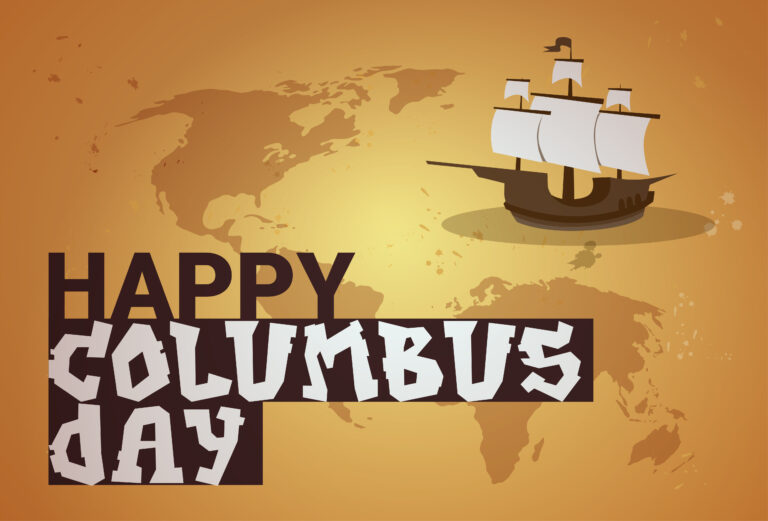 Happy Columbus Day National Usa Holiday Greeting Card With Ship