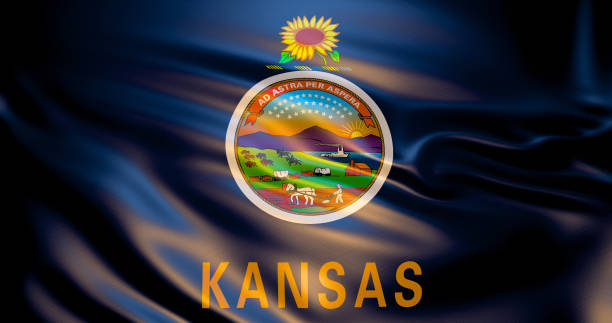 Kansas flag in the wind. 3d illustration